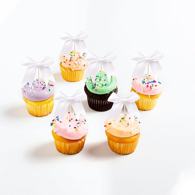 24 PCS Bow Cupcake Toppers Bowknot Cake Toppers Bow Cupcake Picks Bowknot - Image 5