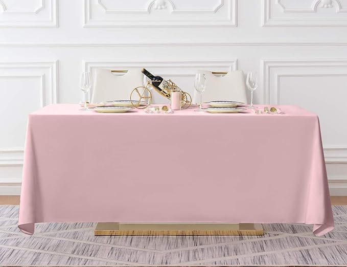 Surmente Pink Tablecloth 90 x 132-inch Rectangular Polyester Table Cloth - Image 5