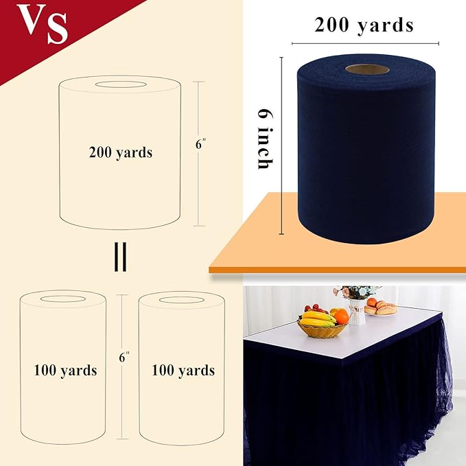 Navy Blue Tulle Fabric Rolls 6 Inch by 200 Yards Fabric Spool Tulle Ribbon - Image 3