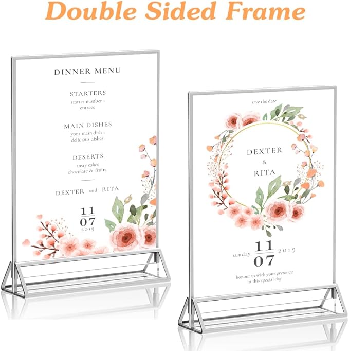 5X7 Acrylic Sign Holder 12 Pack, Double Sided Silver Picture Frames Clear - Image 5