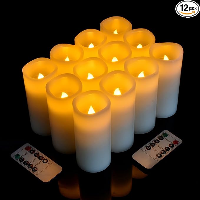 antizer Flameless Candles Battery Operated Real Wax LED Candles Set of 12 by Antizer