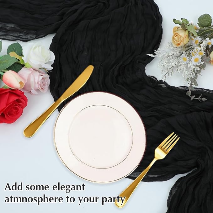 10 Pack Black Cheesecloth Table Runner -21*120Inch Long Boho Wedding Table Decor - Image 5