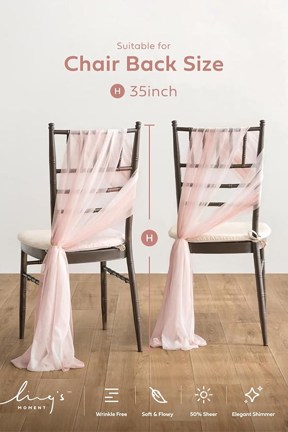 Ling's moment Wedding Chair Sashes Cover Aisle Decorations Draping Fabric - Image 3