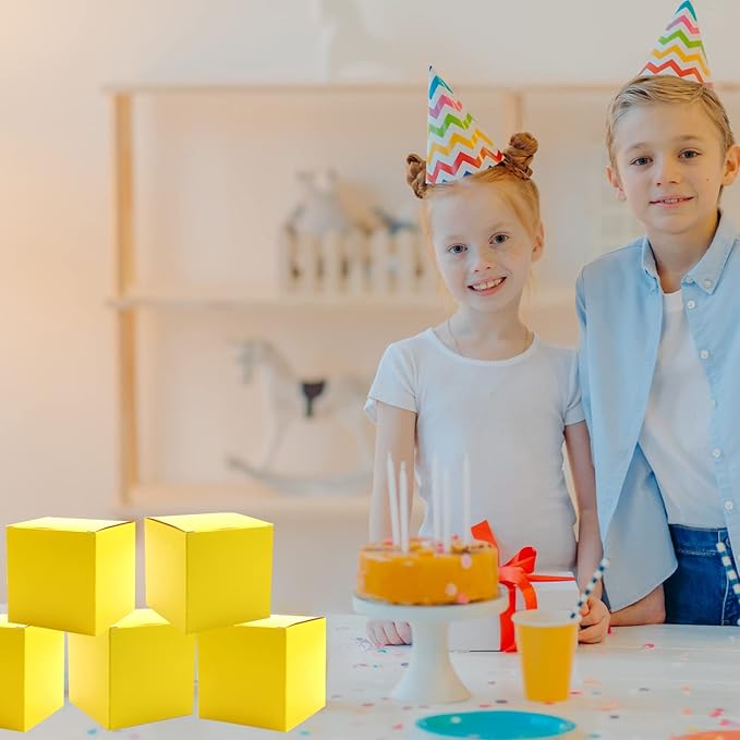 Oletx 25 Pcs Yellow Paper Gift Boxes, Small Candy Treat Boxes Bulk, Birthday - Image 4