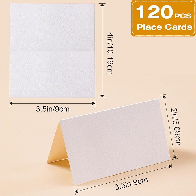 120 Pcs Premium Place Cards, 2x3.5in Small Tent Cards, Blank Fillable Banquet - Image 2