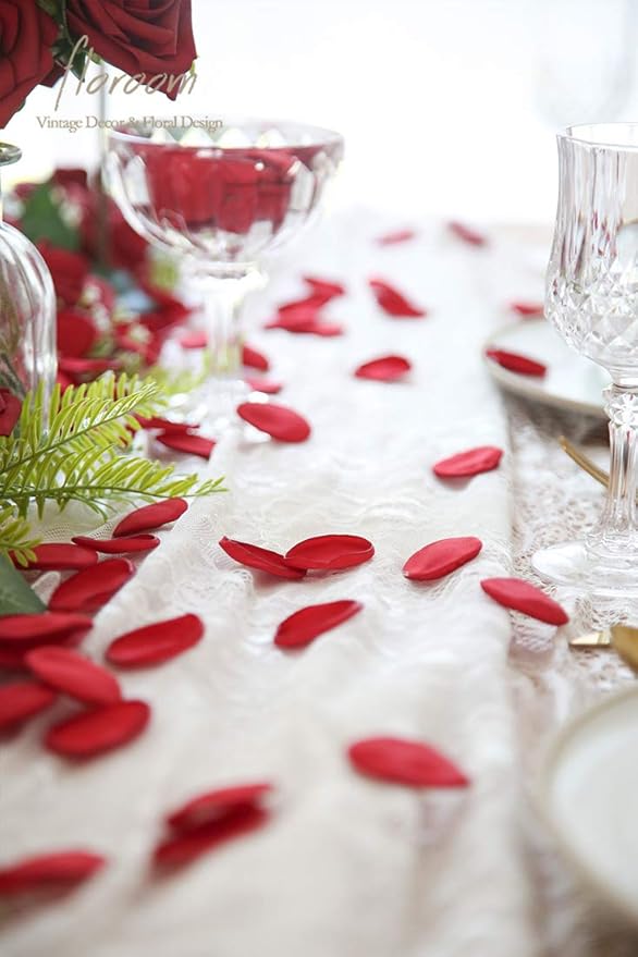 Floroom 300pcs Rose Petals Dark Red Faux Silk Flower Petals - Image 6
