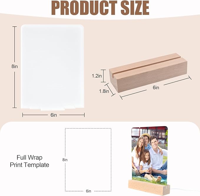 6" x 8"- 4 pcs Acrylic 2 pcs Frame Sublimation LED Acrylic Photo Frames Night - Image 5