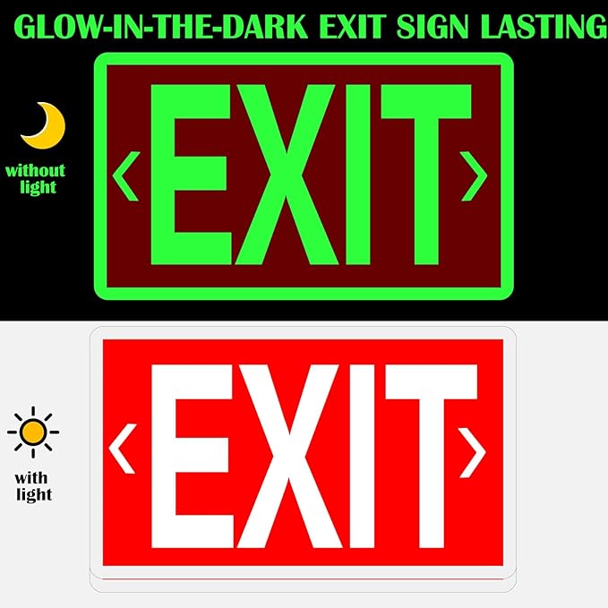 20 Pcs Glow in the Dark Exit Signs - Image 3