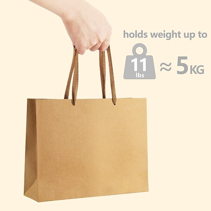 BagDream Paper Bags 10.6x3.1x8.3 25Pcs Gift Bags Heavy Duty Kraft Brown Gift - Image 3
