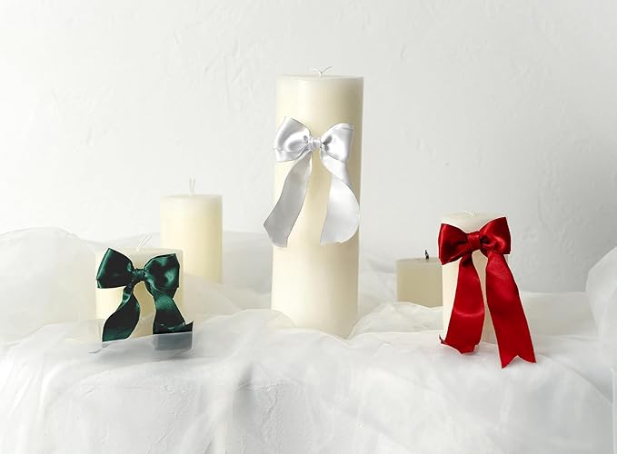 White Satin Ribbon Double-Faced Wired Ribbons - Image 5