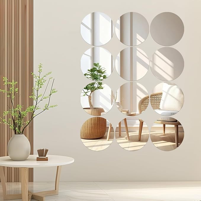 9 Pcs 8inch Round Mirror Tiles for Centerpieces, 2mm Acrylic Mirror Trays Flat - Image 6
