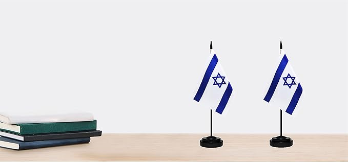 Israel Israeli Deluxe Desk Flag Set Small Mini Miniature Israel Israeli Table - Image 6