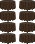 8 Pack Brown Round Tablecloth 90 Inch Stain and Wrinkle Resistant Round Brown by Heneger
