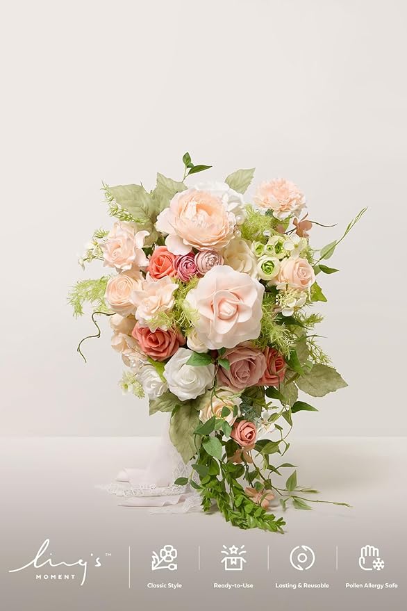 Ling's moment Pink Bride Bouquet - Image 3
