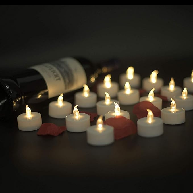 Nancia Tea Lights, Flickering Warm White, 200 Hours Battery-Powered Tea Light - Image 3