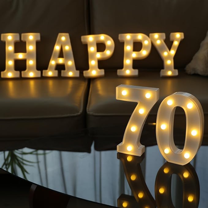 Decorative Led Light Up Numbers, 70th Birthday Decorations, Warm White Led - Image 5