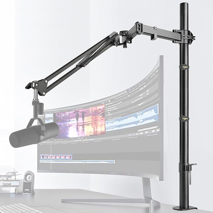 Mic Boom Arm, Adjustable Height Overhead Microphone Stand by FRGYEE