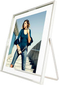 Silver Floating Frame, For Picture 7x9, Tabletop Shelf Photo Frame, Classy Gift by AhaGoOfficial