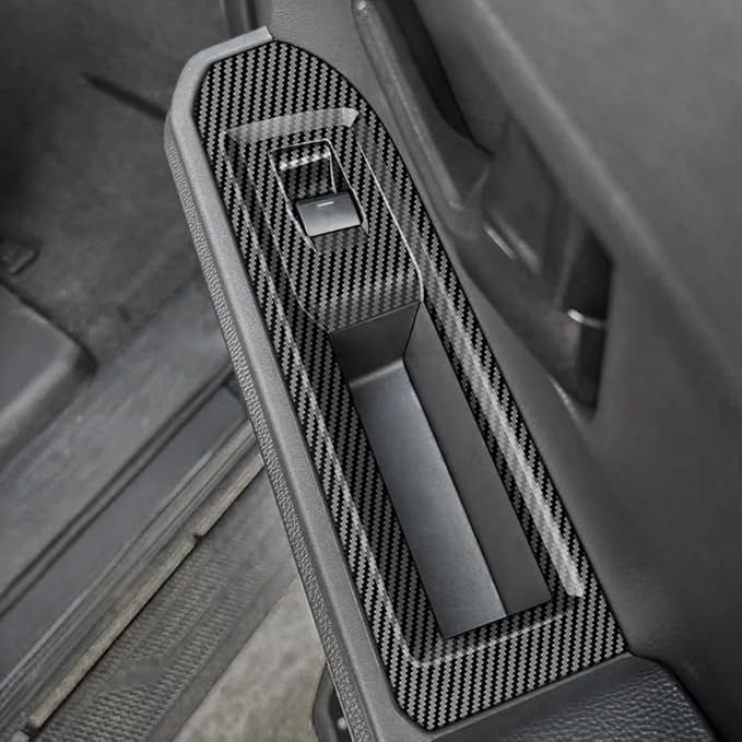 4pcs Carbon Fiber Style Front Rear Doors Window Glass Lift Switch Panel Cover - Image 2