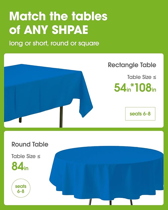 Pureegg Plastic Table Cloth Disposable 10 Pack, 54 x 108 Inch Table Cloths - Image 2