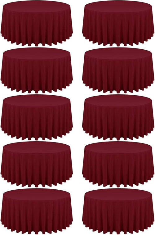 10 Pack Burgundy Round Tablecloths by REWOMC