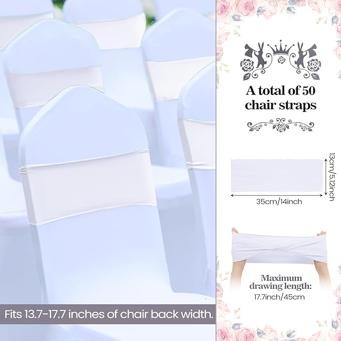 Kinlop 50 Pcs Spandex Chair Sashes Bows Chair Bands Slider Sashes - Image 2