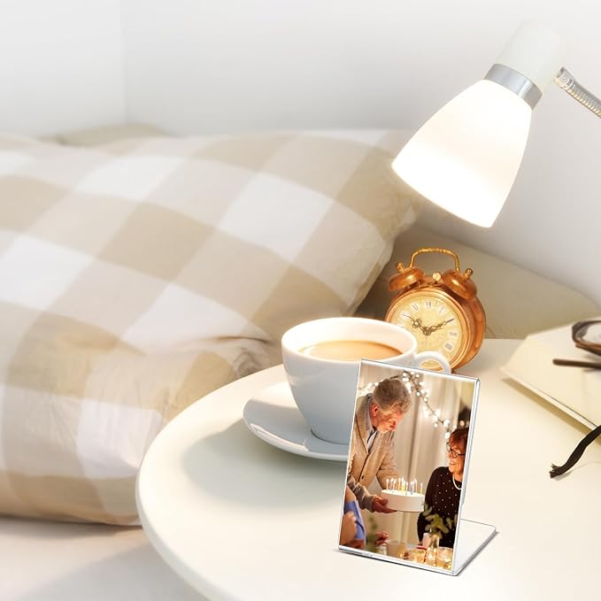 Ctosree 48 Pcs Acrylic Photo Frame L shape Slant Back Desktop Photo Frames - Image 5