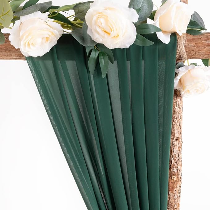 Socomi Wedding Arch Draping Fabric 3 Panels 29" x 19Ft Emerald Green Sheer - Image 5