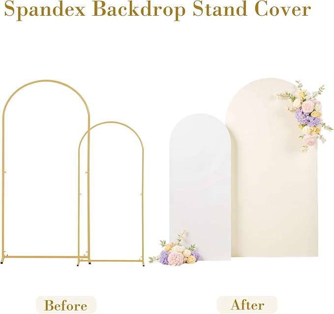 White and Beige Arch Backdrop Cover - Image 8