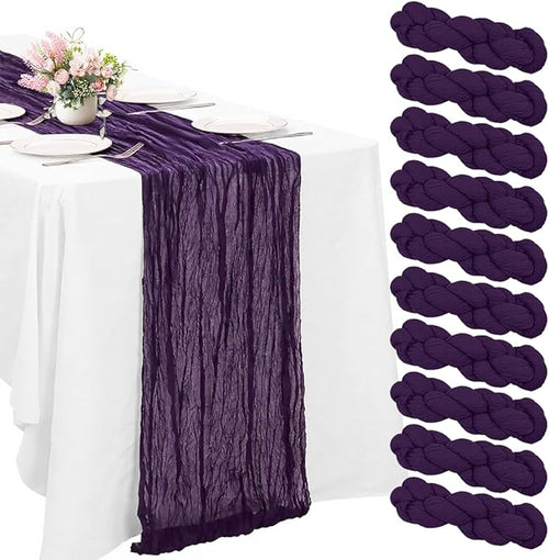 10 Pack Purple Cheesecloth Table Runner -21*120Inch Long Boho Wedding Table by MIRRASMIRROR