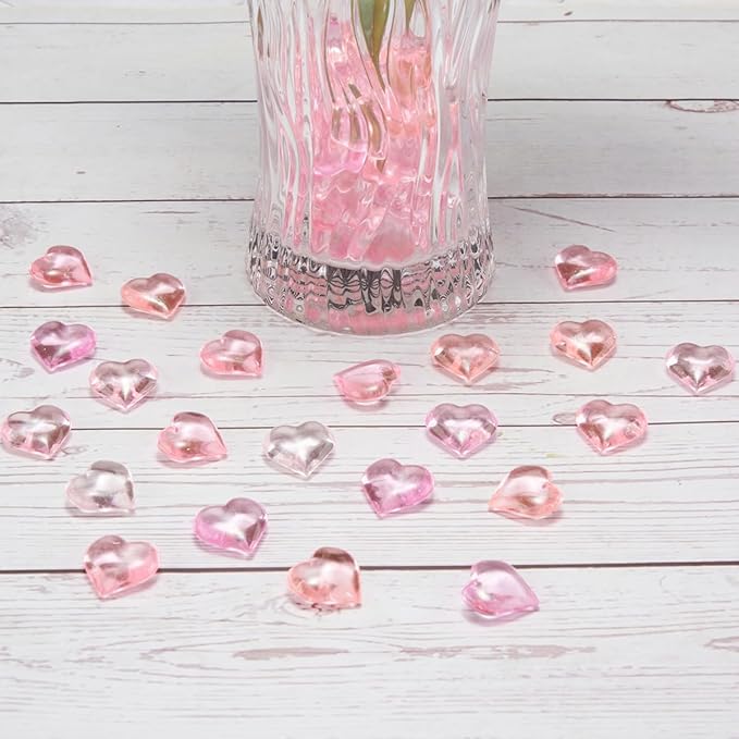 Homtable 150 Pieces Pink Red Acrylic Heart Table Scatter Vase Fillers, 5 Colors - Image 7