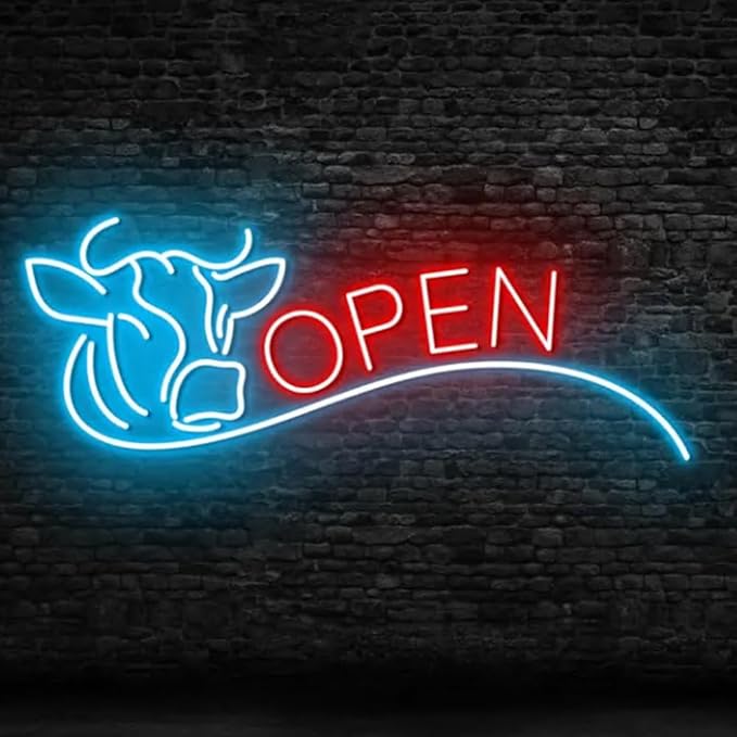 Cow Butcher Shop Neon Sign, Butcher Shop LED Light, BBQ Restaurant Wall Sign - Image 3