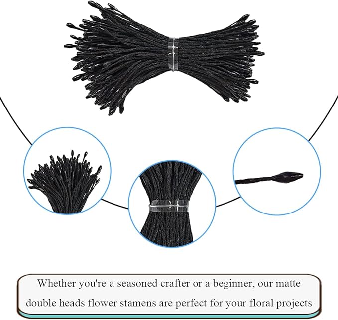 HAHIYO 1000Pcs 1mm Black Pearl Double Head Flower Pistil - Image 3