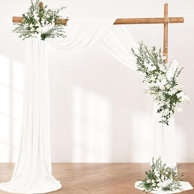 Ivory Wedding Arch Draping Fabric 4 Panels 30'' x 18FT Sheer Chiffon Arch - Image 4