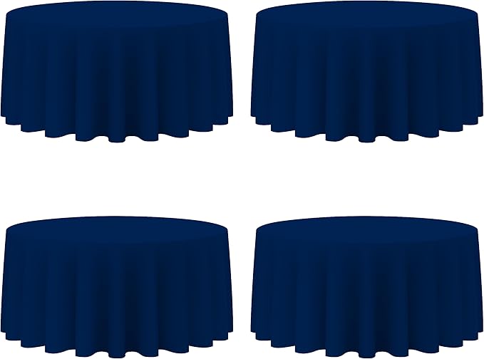 BRILLMAX 4 Pack Navy Blue Round Tablecloths 132 Inch by BRILLMAX