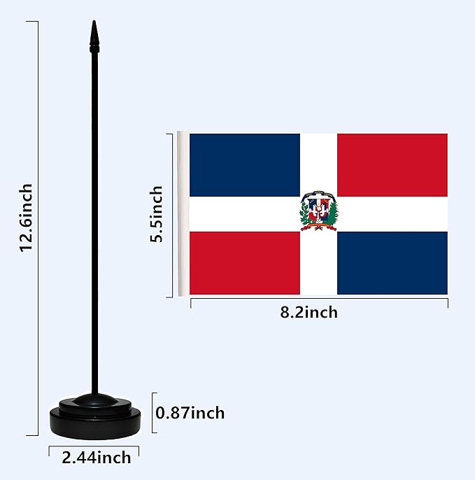 Dominica Dominican Deluxe Desk Flag Set Small Mini Miniature Dominica Dominican - Image 3