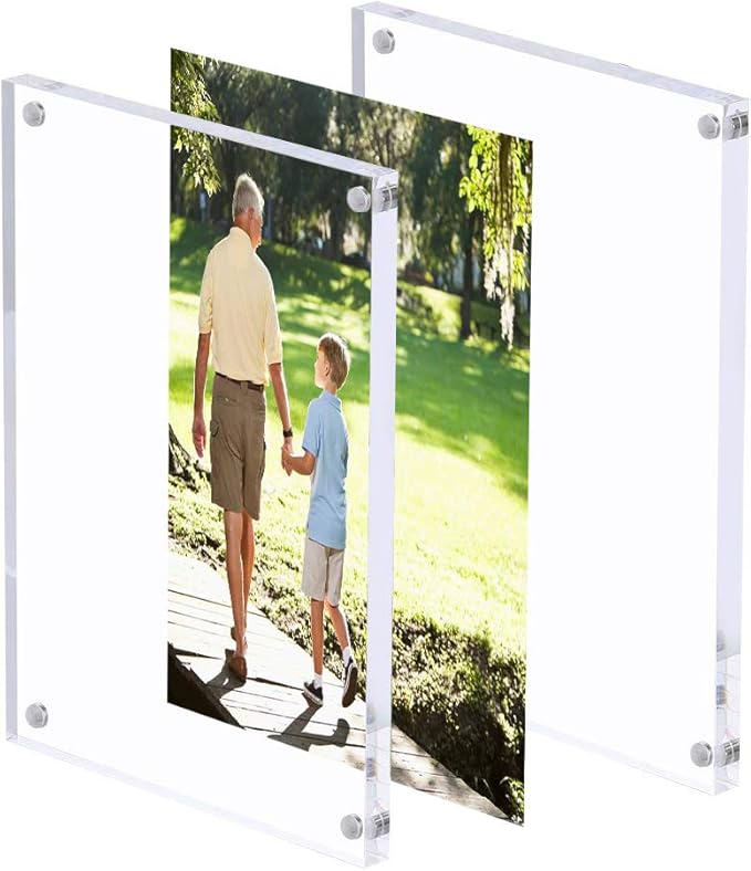 Acrylic 8 X 10 Photo Frame Clear Floating Double Sided Magnetic Picture - Image 6