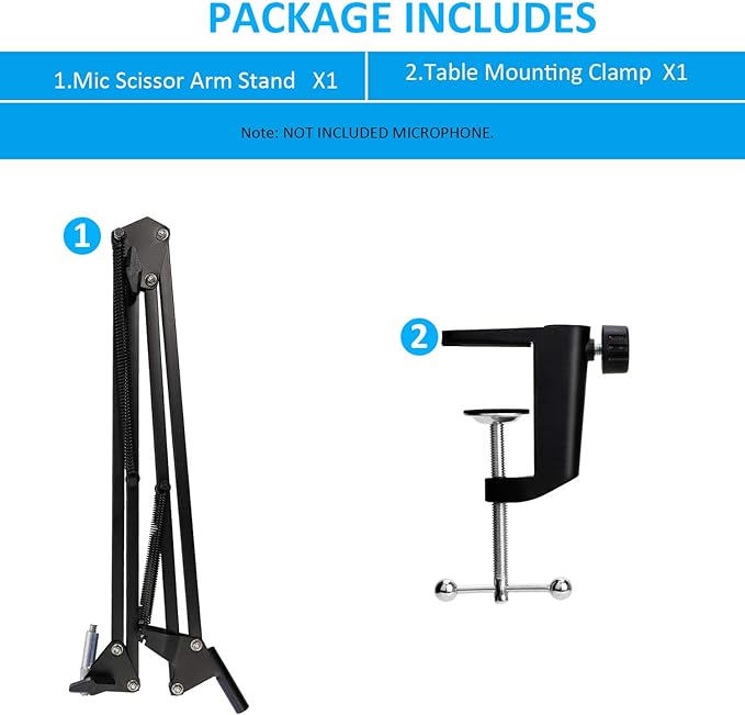 Wave 1 Microphone Stand, Professional Mic Boom Arm Stand Compatible - Image 6