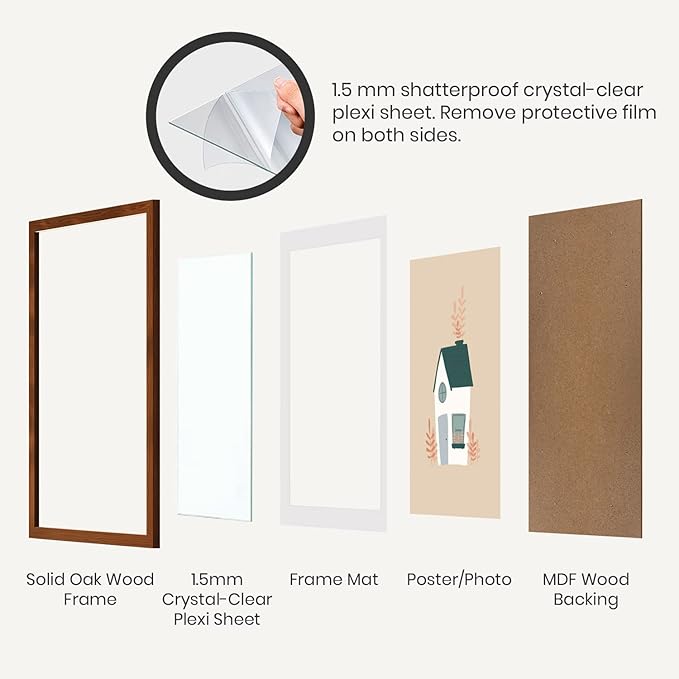 Opposite Wall - 5x7 in - Dark Solid Oak Wood Picture Frames - Wall Hanging & - Image 4