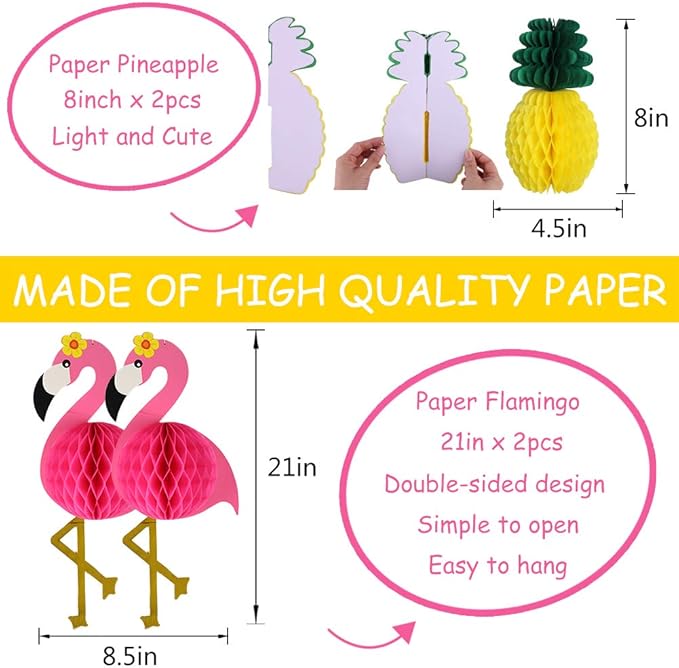 YUNXUAN Flamingo Party Supplies, Hawaiian Party Decorations Flamingo and - Image 4