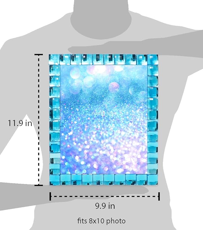 Isaac Jacobs Decorative Sparkling Turquoise Jewel Picture Frame, Photo Display - Image 3