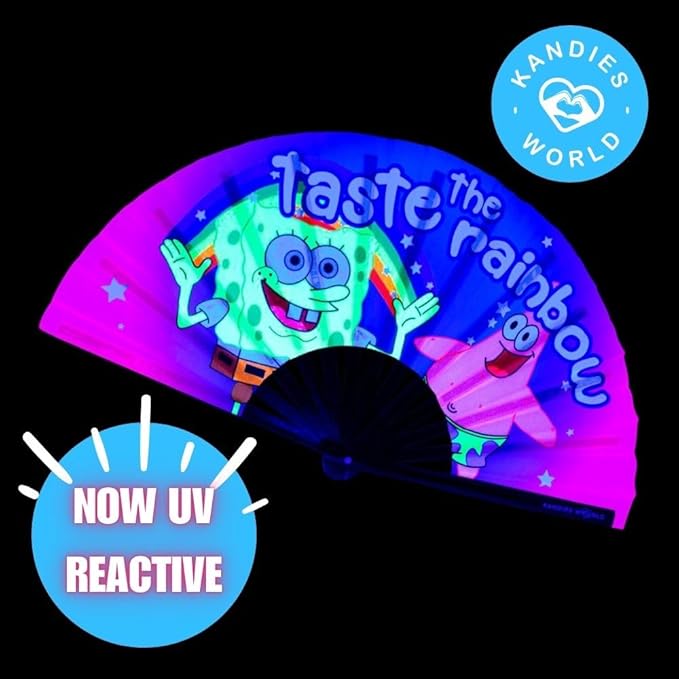Kandies World UV Reactive Custom Festival Folding Hand Fan - Image 4