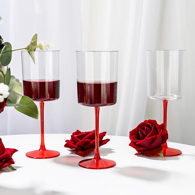 Ciaell 12 Pack 10 Oz Clear Plastic Wine Glasses - Image 8