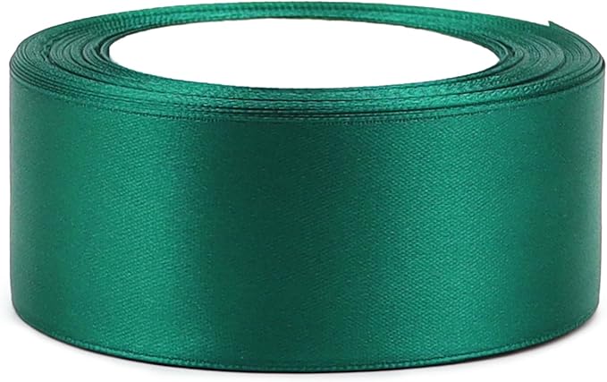 Dark Green Solid Satin Ribbon 1-1/2 Inch 25 Yards Solid Polyester Fabric Ribbon - Image 3