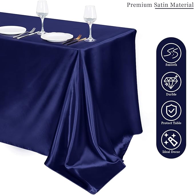 TURSTIN 4 Packs Satin Tablecloth 102 x 58 Inch Overlay Satin Table Cover - Image 4