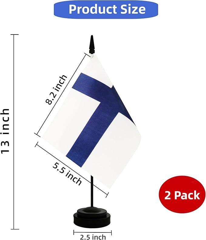 2 Pack Finland Desk Flag, Finnish Table Office Flag - Image 2