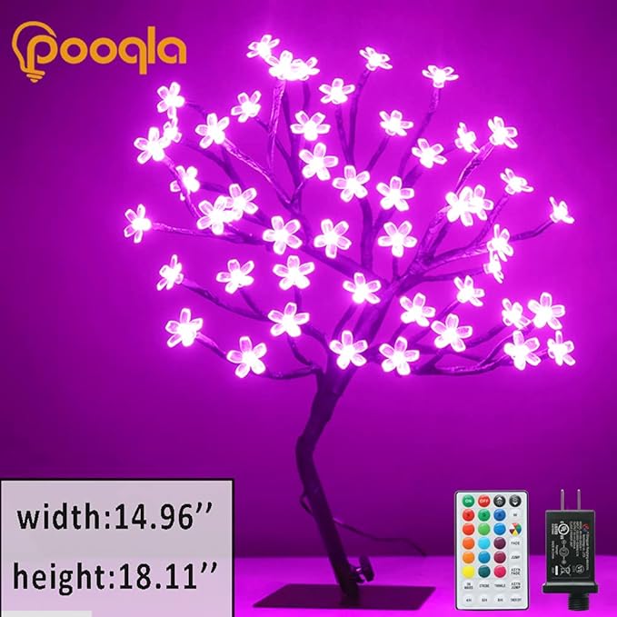 Pooqla 18 Inch 48 LED RGB Cherry Blossom Tree Light - Image 4