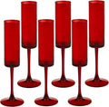 6 Pieces Red Champagne Flutes 6 OZ Straight Sided Wine Glasses Champagne Long by Unknown