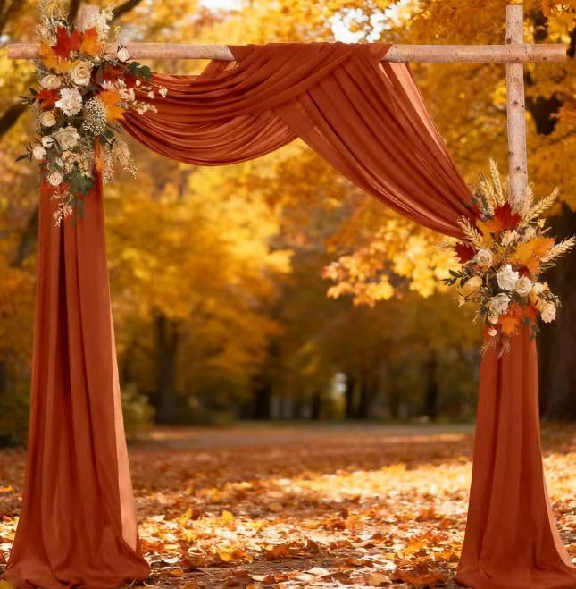 Fall Terracotta Wedding Arch Draping Fabric 1 Panel 29" × 20FT Sheer Drapes by Jimtx