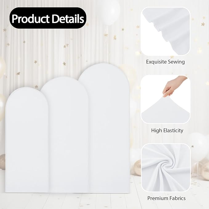 WEERRW White Arch Backdrop Cover Ballon Arch Stand Covers Set of 3 Spandex - Image 3